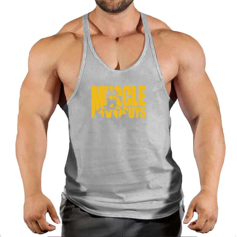 Hot Sale Gym Cotton Singlets Canotte Bodybuilding Stringer Tank Top NO PANI NO GAIN Fitness Shirt Muscle Guys Sleeveless Tanktop