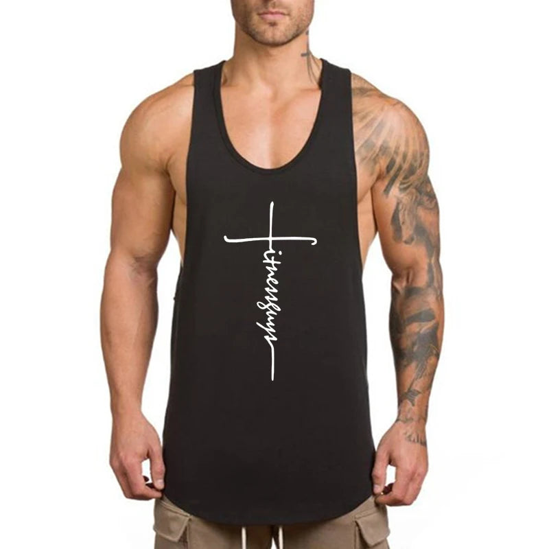 Fitness Guys Running Vests Men Bodybuilding Stringer Tank Tops Summer Cotton Fashion Casual Singlets Muscle Gym Sleeveless Shirt