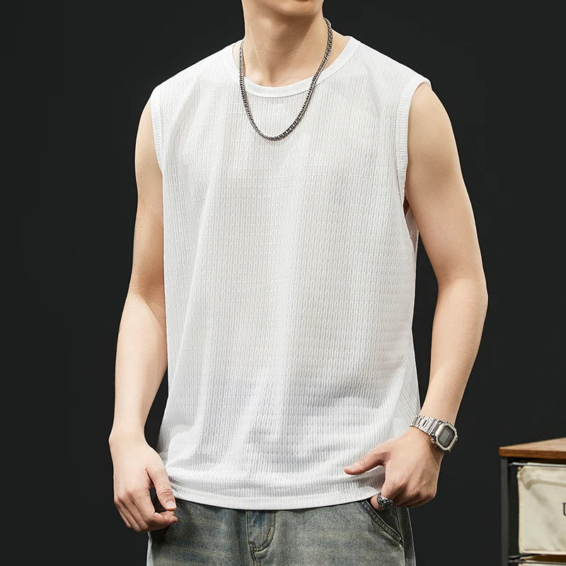 2026 Men's Sexy Ice Silk Mesh Tank Tops Gym Stringer Bodybuilding Sleeveless Quick Dry T-Shirt Fitness Vest Male Muscle Singlets