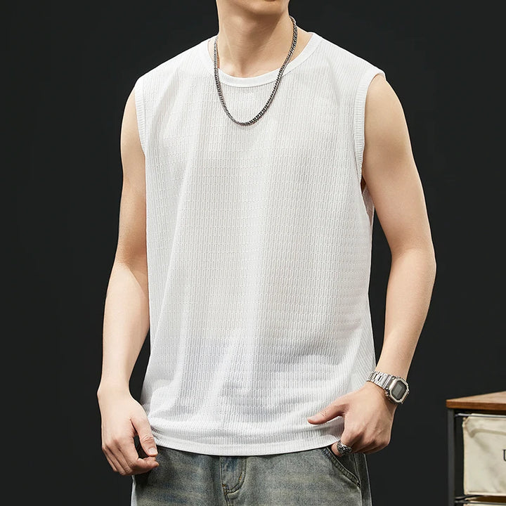 2026 Men's Sexy Ice Silk Mesh Tank Tops Gym Stringer Bodybuilding Sleeveless Quick Dry T-Shirt Fitness Vest Male Muscle Singlets