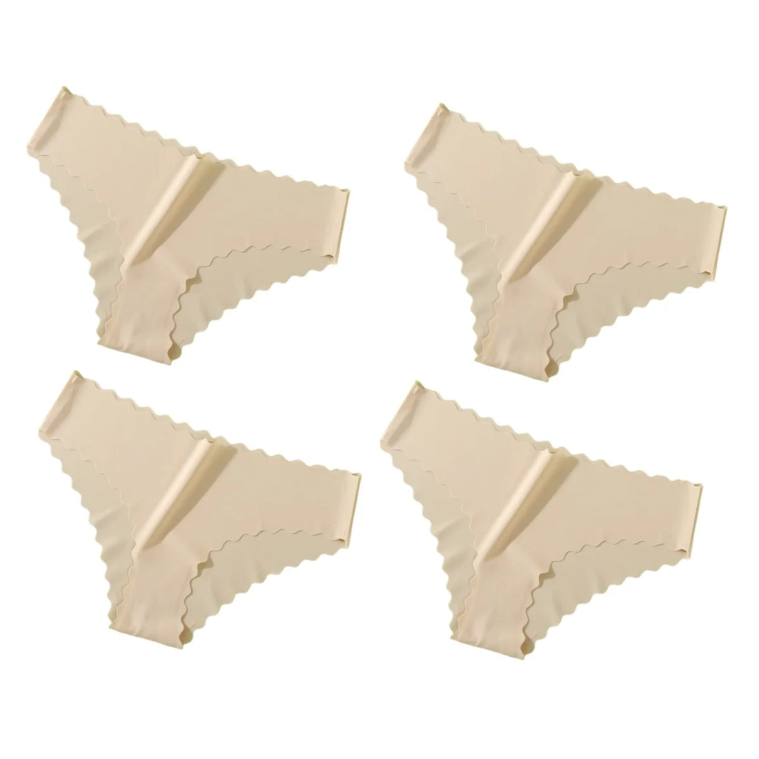 4Pcs/Set Ice Silk Mid-Rise Panties Women's Seamless Briefs Solid No Show Underwear Scalloped Edge Panties Sexy Lingerie XS-XL