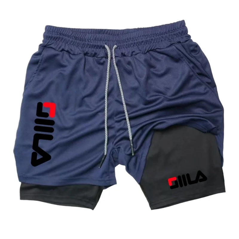 2026 Men's Fashion Double Layer Athletic Shorts Sports Shorts, Double Layer Quick Dry Basketball Muscle Gym