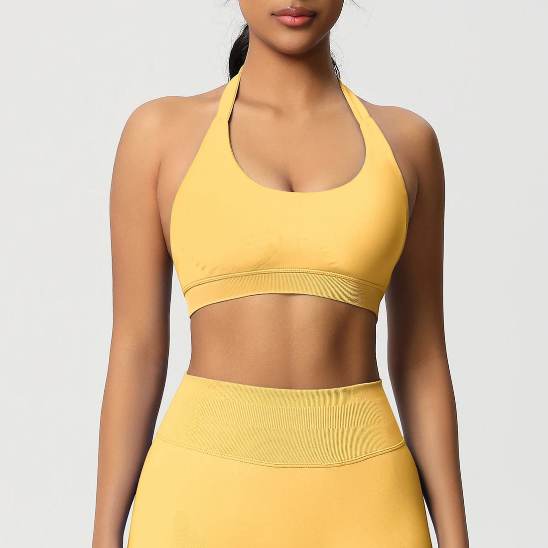 High Stretch Sports Bra Women Halter Seamless Yoga Bra Padded Backless Sports Bras Gym Crop Top Push Up Workout Yoga Tops Woman - ATFH