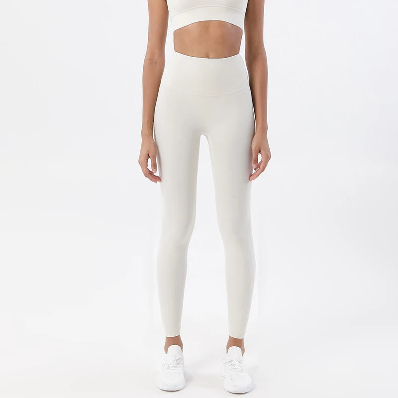 SOISOU Nylon Yoga Pants Gym Leggings Women Girl Fitness Soft Tights High Waist Elastic Breathable No T Line Sports Pants - ATFH