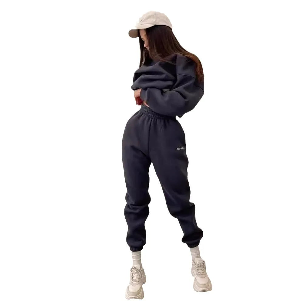 Fashionable Casual Sweatshirt Set Women's Street Style Spring Autumn Two-Piece Suit Comfortable Breathable Sportswear