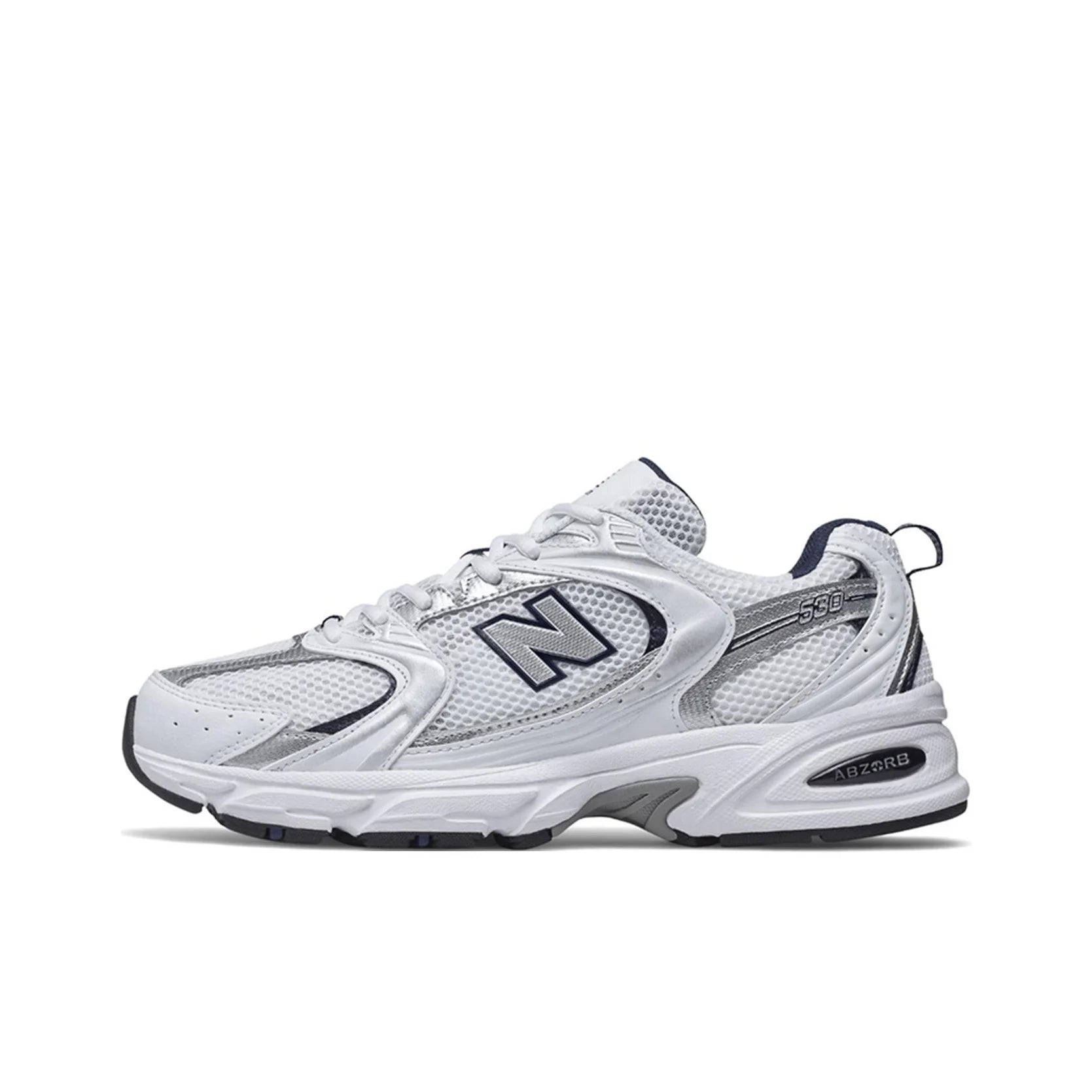 New Balance NB 530 Classic Retro Mesh Fabric Cushioned Durable Breathable Low-Top Running Shoes Unisex Silver MR530SG