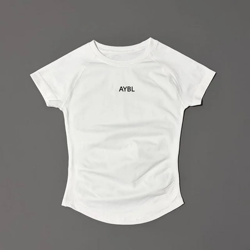 2 Pieces Sports Sets Short Sleeve Sculpt T Shirt Seamless Yoga Top Fitness Set Women Workout Running Sports Shorts Gym Suit - ATFH