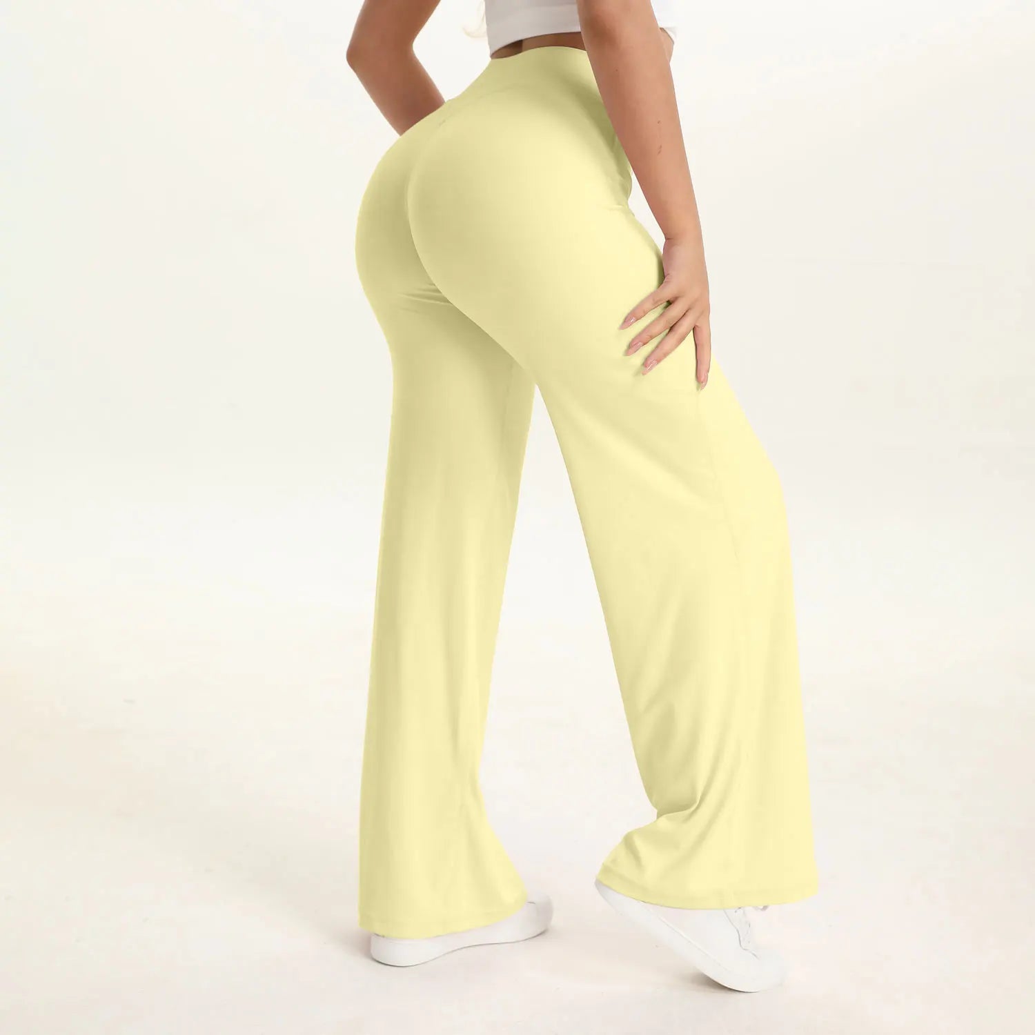 NCLAGEN SoftMotion Straight Leg Bottoms Women's Mid-Waist Yoga Pants GYM Leggings Naked Feel Pilates Running Sports Trousers - ATFH