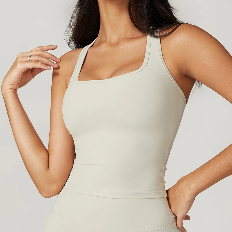 Hearuisavy Summer Shockproof Yoga Vest Running Gym Tank Top Women Fitness Quick-Dry Workout Vest Female Sports Sleeveless Top - ATFH
