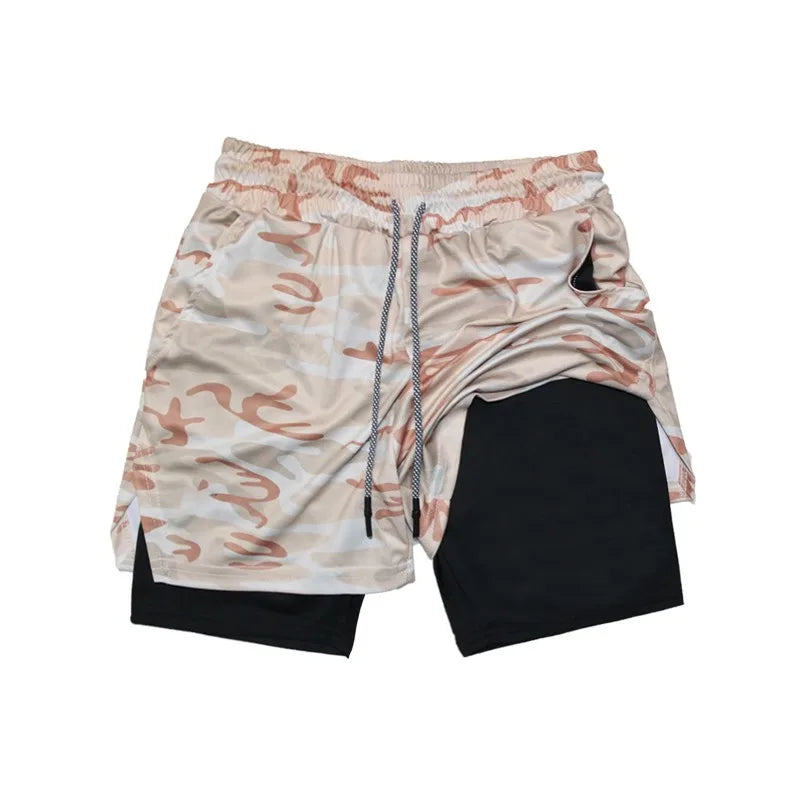2-in-1 Running Summer Workout Shorts for Men Gym Performance Compression Shorts with Phone Pocket Towel Loop Athletic Activewear