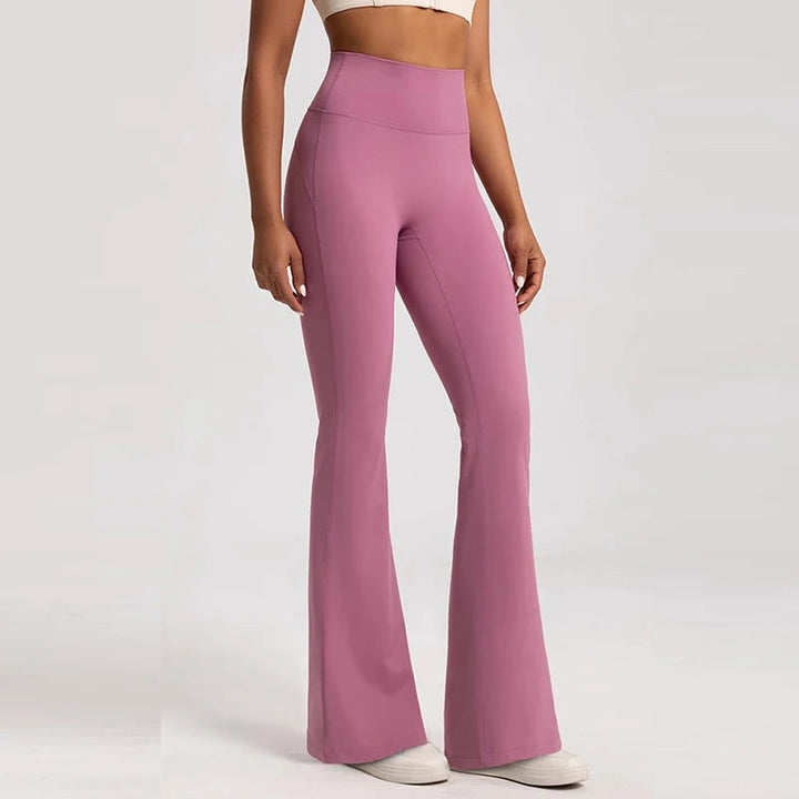 Women's High-Waisted Flared Pants, Elastic Waist, Cinching Hip-Lifting, Casual Yoga Pan for All-Season Exercise and Outdoor Wear ATFH