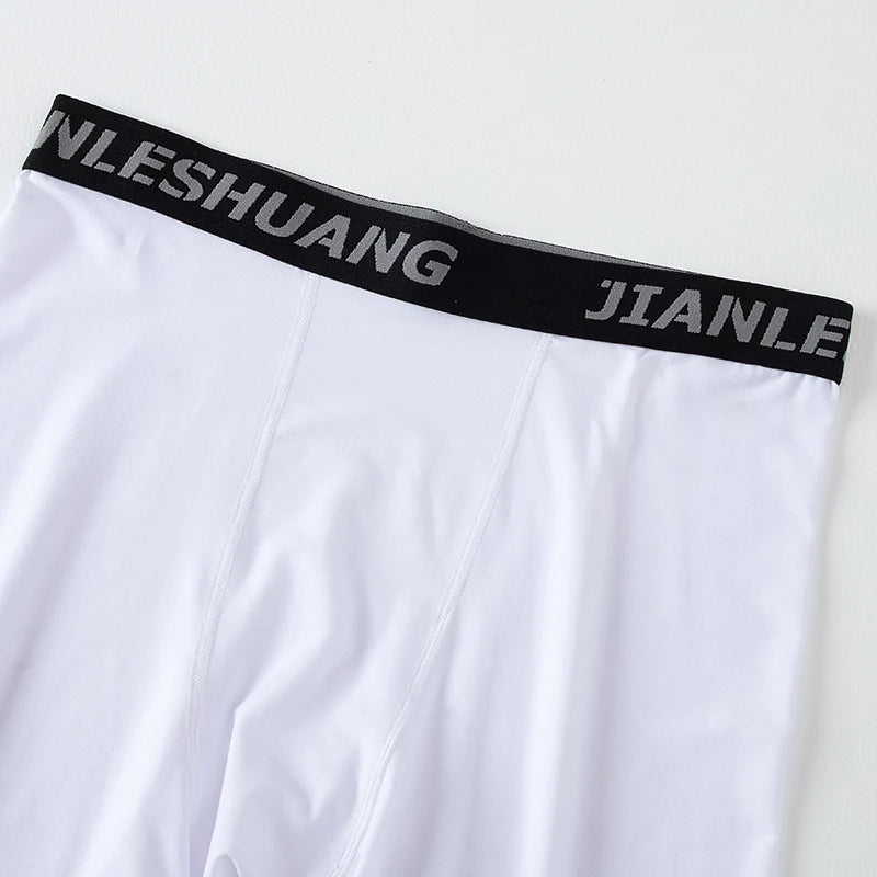 5piece Set Of Men's Classic Black And White Elastic Long Underwear Quick Drying Comfortable Sporty Youth Trend Flat Corner Pants