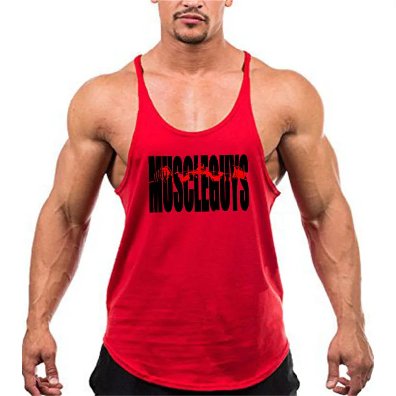 Mens Summer Sport Cotton Loose Stringer Singlet Sexy Casual vest Fitness Workout sleeveless Tank Top for Bodybuilding Training