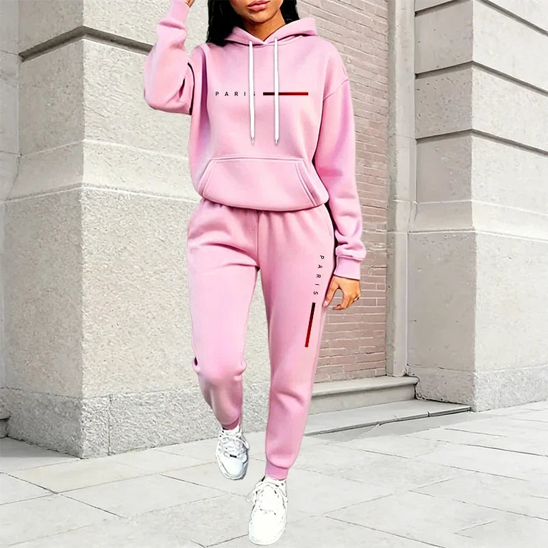 Hot Sales Women's Outfits Casual Hooded Sweatshirts Trousers 2 Pcs Suit Sports Jogging Clothes Autumn Winter Woman Pants Sets