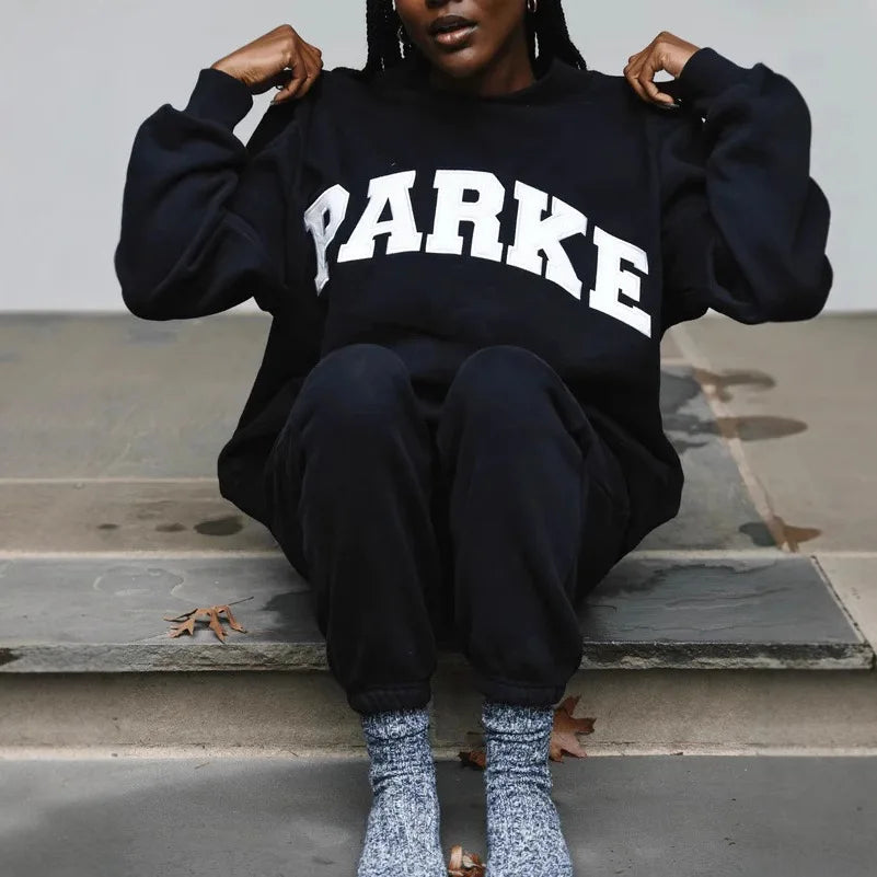 Women's Y2K Harajuku Long Sleeved Shirt Casual Sportswear Street Daily Solid Oversized round Neck Top Loose Jacket - ATFH