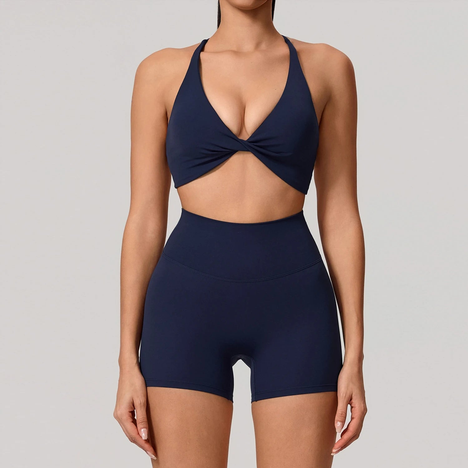 New Summer 2Pcs Women's Quick-Dry Sports Set V-Shaped Bra Female Sleeveless Yoga Outfit Gym Two-Piece Woman Sport Clothes - ATFH
