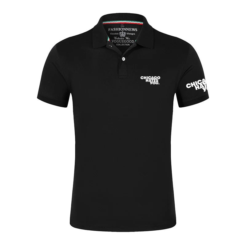 2025 Chicago Hates You Same Men's New Summer Hight Quality Regular Polos T-Shirt Short Sleeves Fashion Casual Lapel Sports Tops
