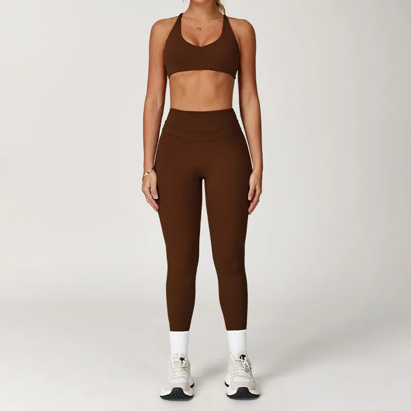 2 Pieces Sportswear Women Yoga Set Gym Clothes Sportswear Yoga Suits Fitness Set Tracksuits Sports Bra Gym High Waist Leggings - ATFH