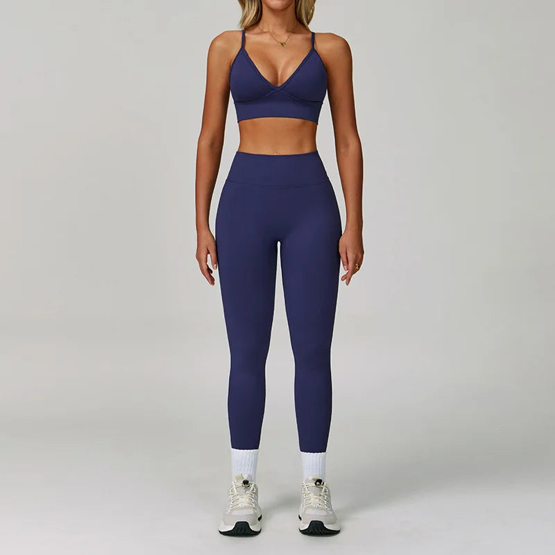 SWELTERING 2/3PCS Seamless Yoga Set Gym Clothes Sportswear Fitness Suits Women Workout Bra Crop Top Long Sleeve Sports Suits - ATFH