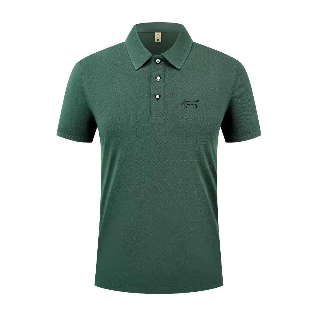 High end luxury men's new T-shirt collar button letter print European style summer hot selling casual sports men's clothing