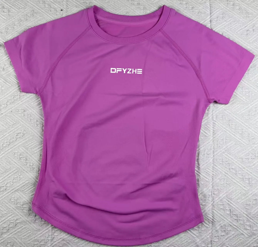DFYZHE Impact Short Sleeve Top Women's Running Sports T-shirt Summer Short Sleeve Round Neck Elastic Yoga Fitness Top Breathable - ATFH