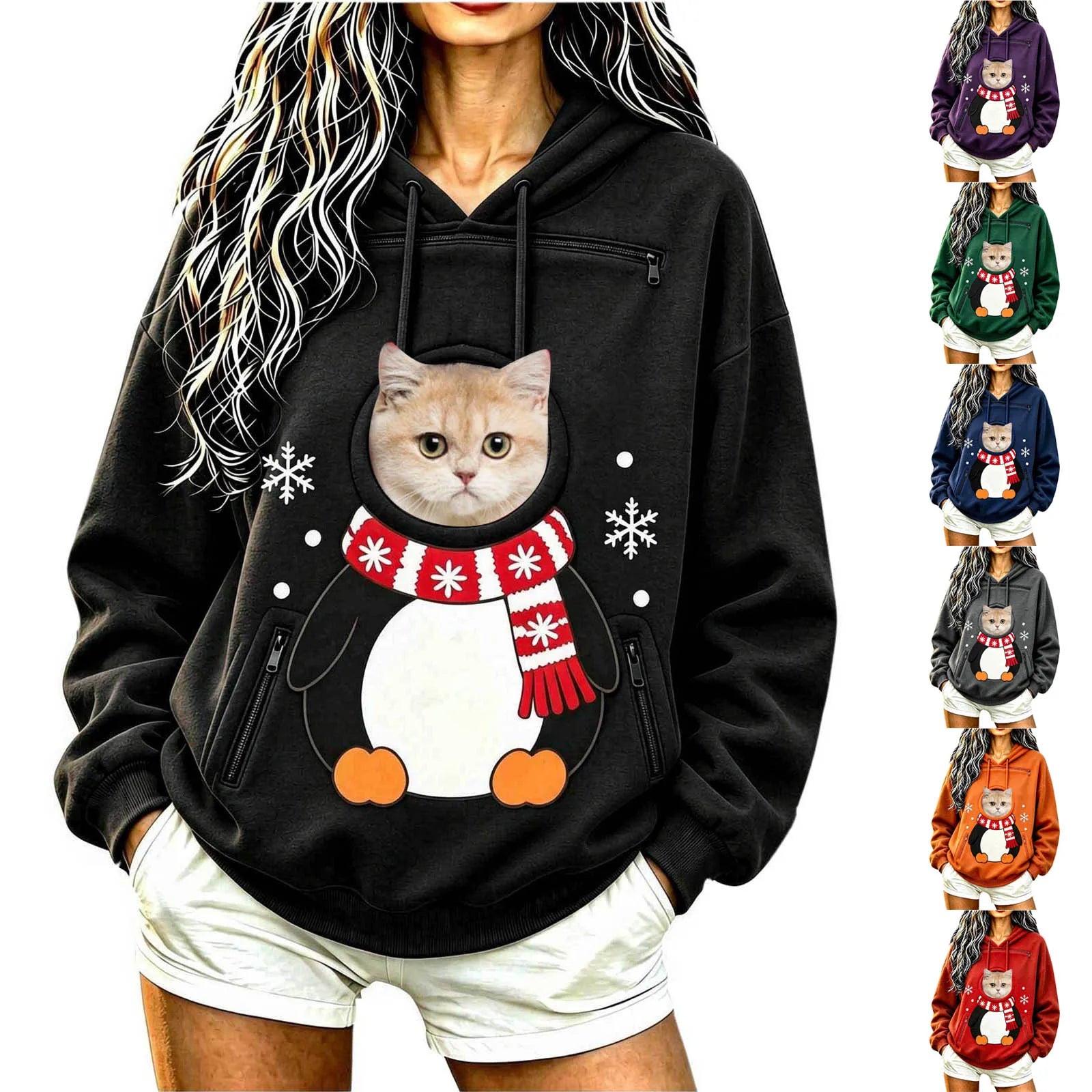 Kangaroo Dog Pet Holder Carrier Hoodie Men Women Matching Christmas Hoodie Funny And Cute Pattern Pet Pocket Hooded Sweatshirt