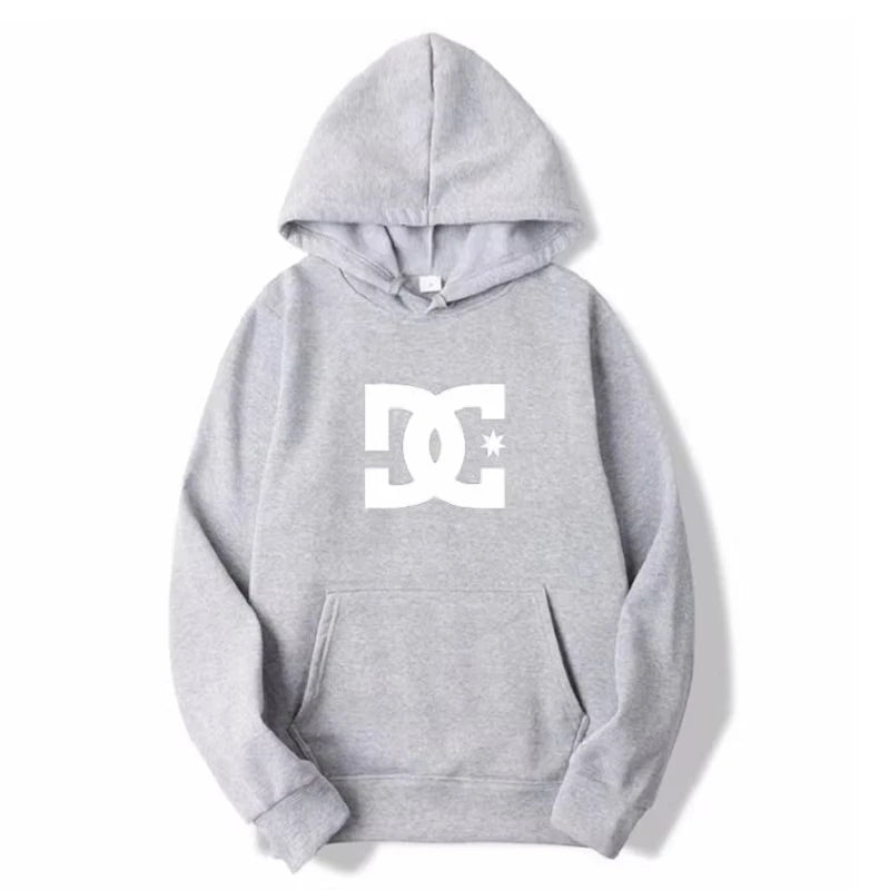 DC Letter Men's Hoodie Men's and Women's Fashion Simple Long Sleeve Sweatshirt Autumn and Winter Street Trend Large Gym Hoodie - ATFH
