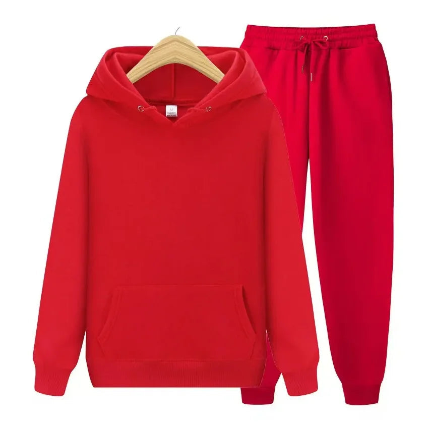 Men's Autumn /Winter New Solid Color Hoodie+pants Two-piece Set Fashionable Casual Sports Set Size S-3XL Men's Tracksuit ATFH