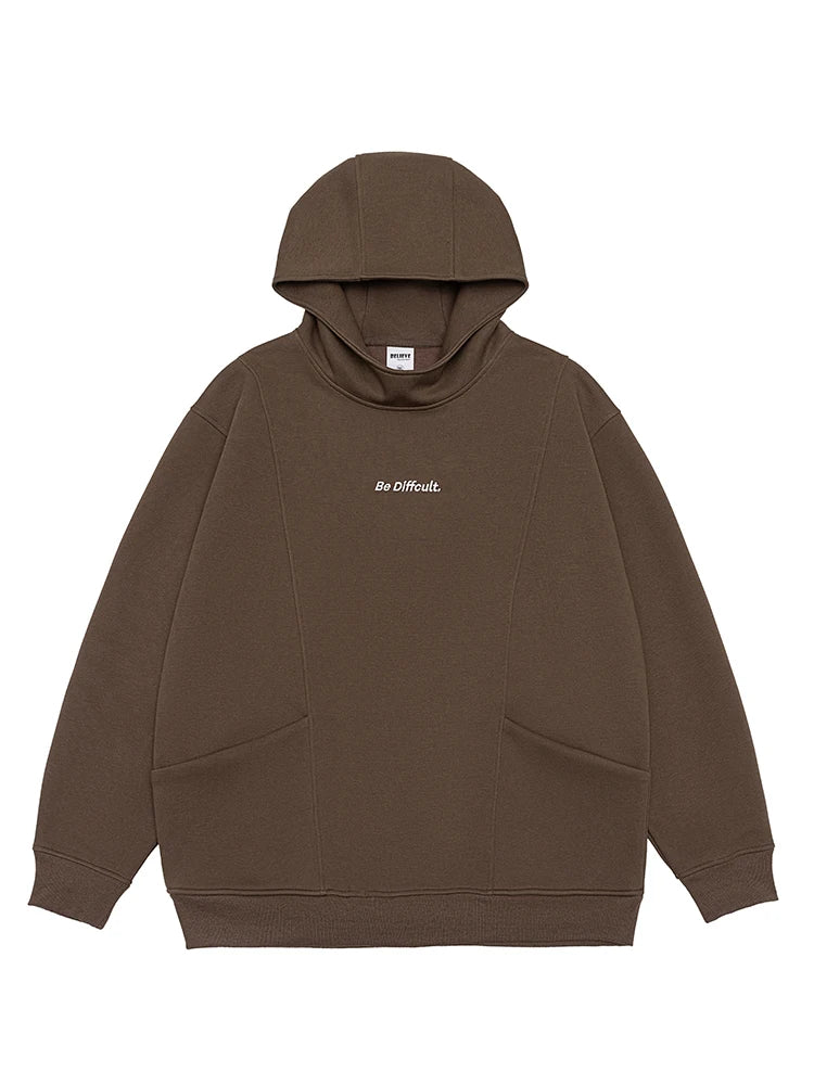 400GSM Cotton Men's Hoodies Letter Embroidery Front Pockets Pullover Hoody Tops Loose Fit - ATFH