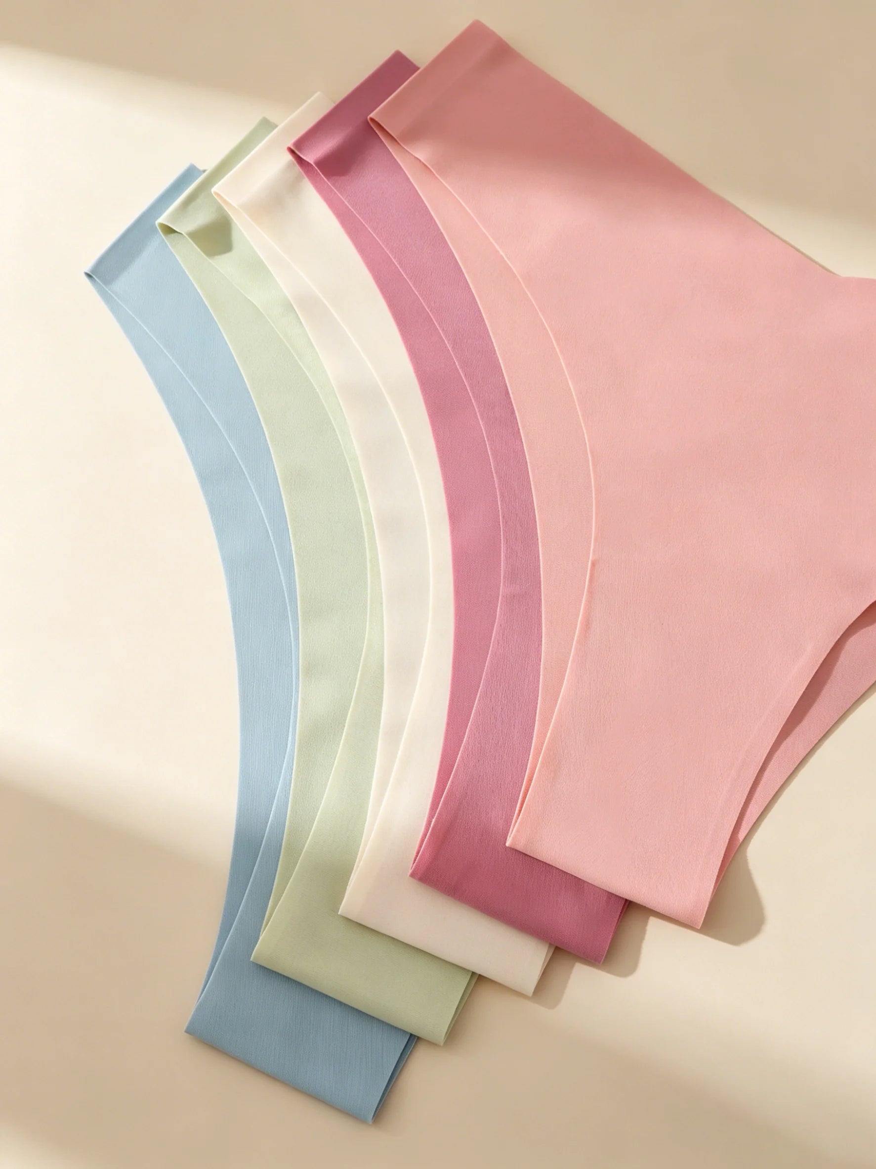 5PCS Pastel V-Waist Seamless Panties, No-Show Ultra-Soft Ice Silk Breathable Comfort Women Briefs