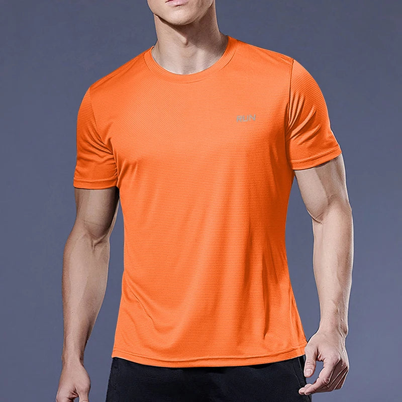 Summer Men Short Sleeve t-Shirt Casual t Shirt Tops Male Quick Dry Running Gym t-Shirts Breathable o-Neck Tee Shirt Man Clothing