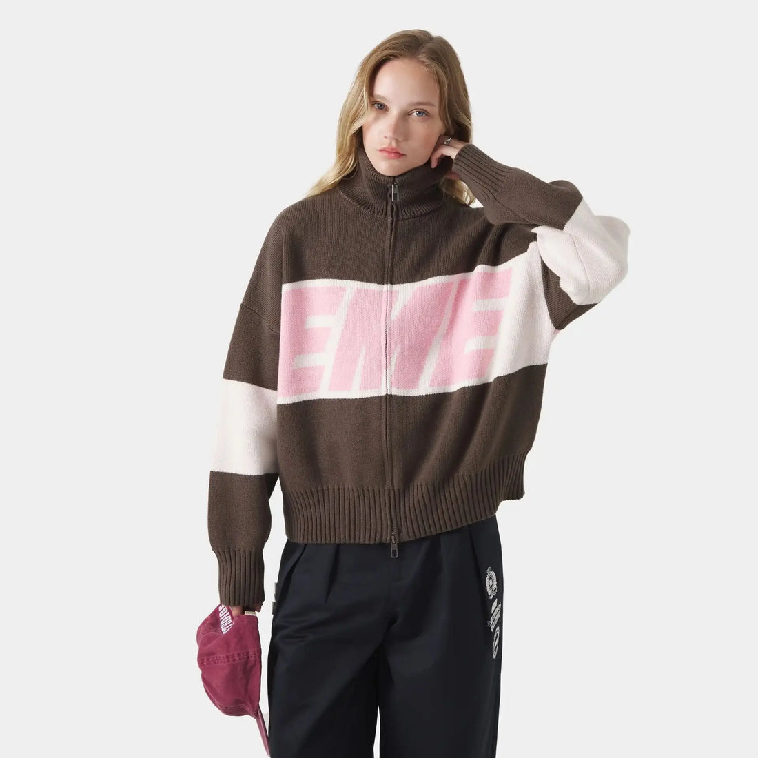 Autumn/Winter Collar Letter Color Blocked Zipper Sweater Women Fashion Soft Sticky Knitted Top  Sueter Mujer Jumper Pullover New - ATFH
