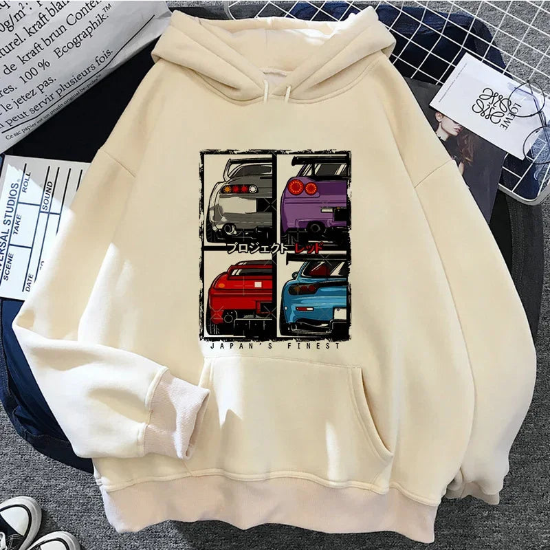 Jdm Printed Hoodie Men_Women Casual Fashion Hooded Shirt Woman y2k Long Sleeves Pullover Sweatshirts  Unisex Clothing
