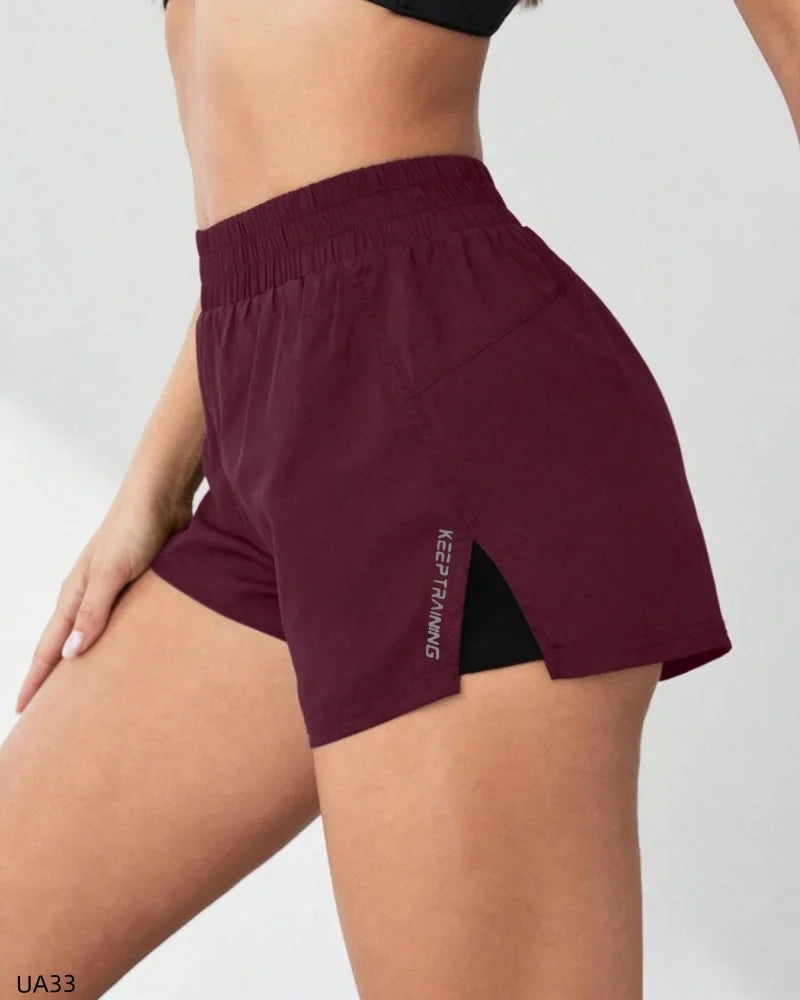 Women's High Waist 2-in-1 Running Shorts with Pockets Athletic Gym Shorts for Yoga And Workout with Inner Liner And Side Pockets Tahsi Fashion House