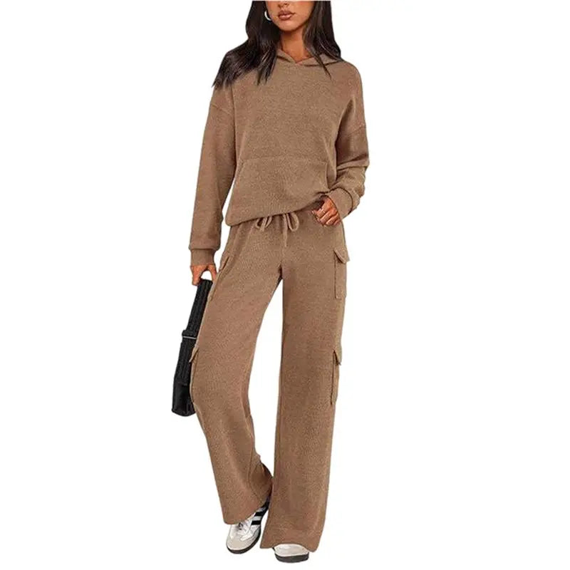 ABRT-2 Piece Sets For Women Fall Sweatsuits Outfits Lounge Matching Hoodie Set Travel Winter Clothes Camel Color L