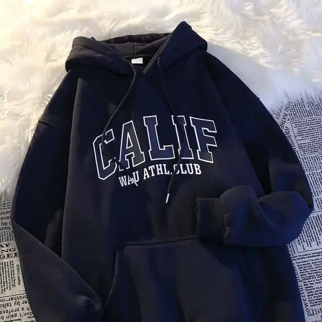 Men And Women Winter Sweatshirt Print Hooded Pullovers Korean Fashion Loose Casual Hoodies Fleece Pullover Women Clothing - ATFH