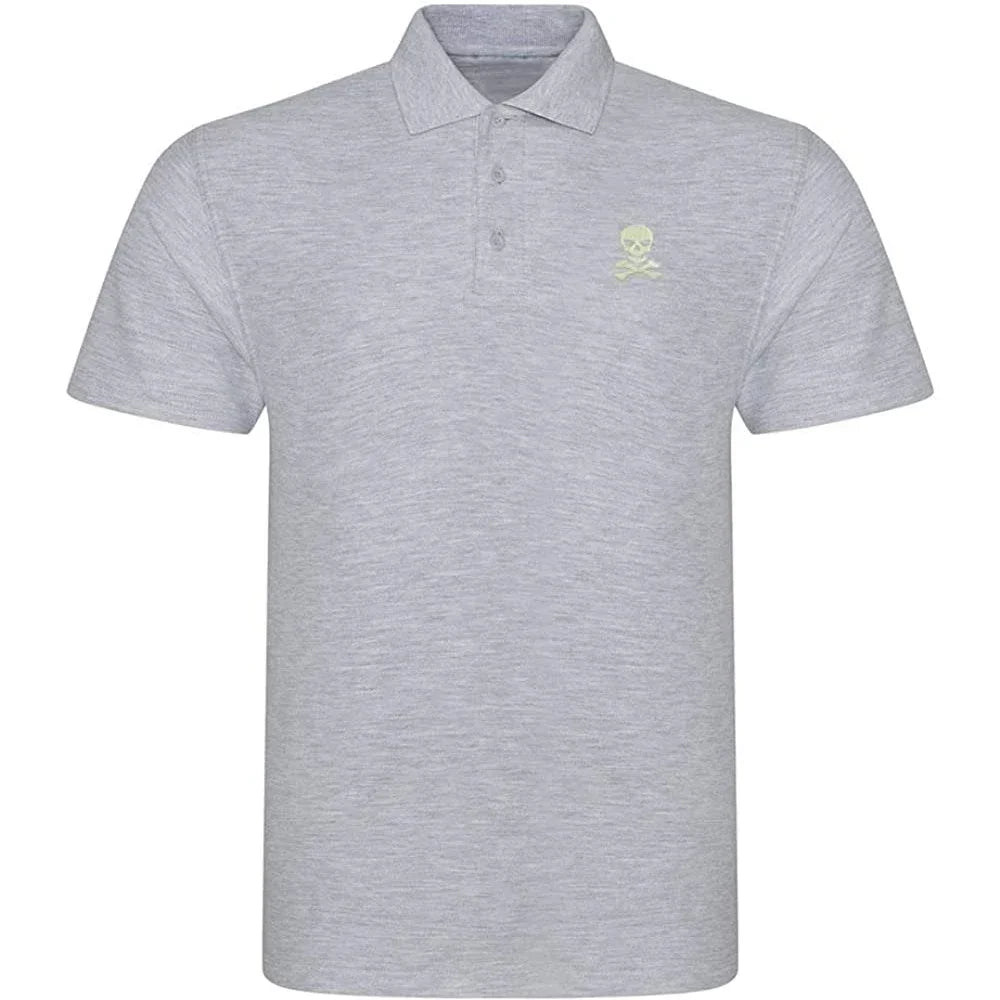 Lyprerazy Men's Polo Shirt Skull and Crossbones Embroidered Short Sleeve Polo-Shirt Embroidery Casual Golf Shirt