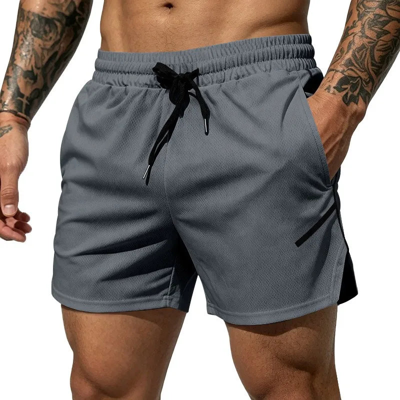 Men's New Breathable Mesh Quick-Drying Sports Shorts with a Drawstring Waistband, Suitable for Casual and Fashionable Sports Wea