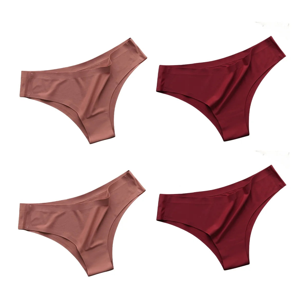 4Pcs/Set Women Ice Silk Panties Low Rise Briefs Soft Brazilian Panties Smooth Underwear Stretch Underpants Sexy Lingerie M-XL