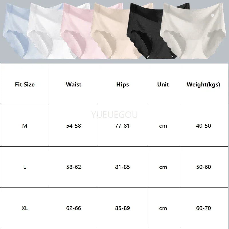 4PCS Ice Silk Seamless Underwear Ultra-thin Women's Panties Sexy Transparent Stretch Briefs High Waist Comfortable Lingerie M-XL