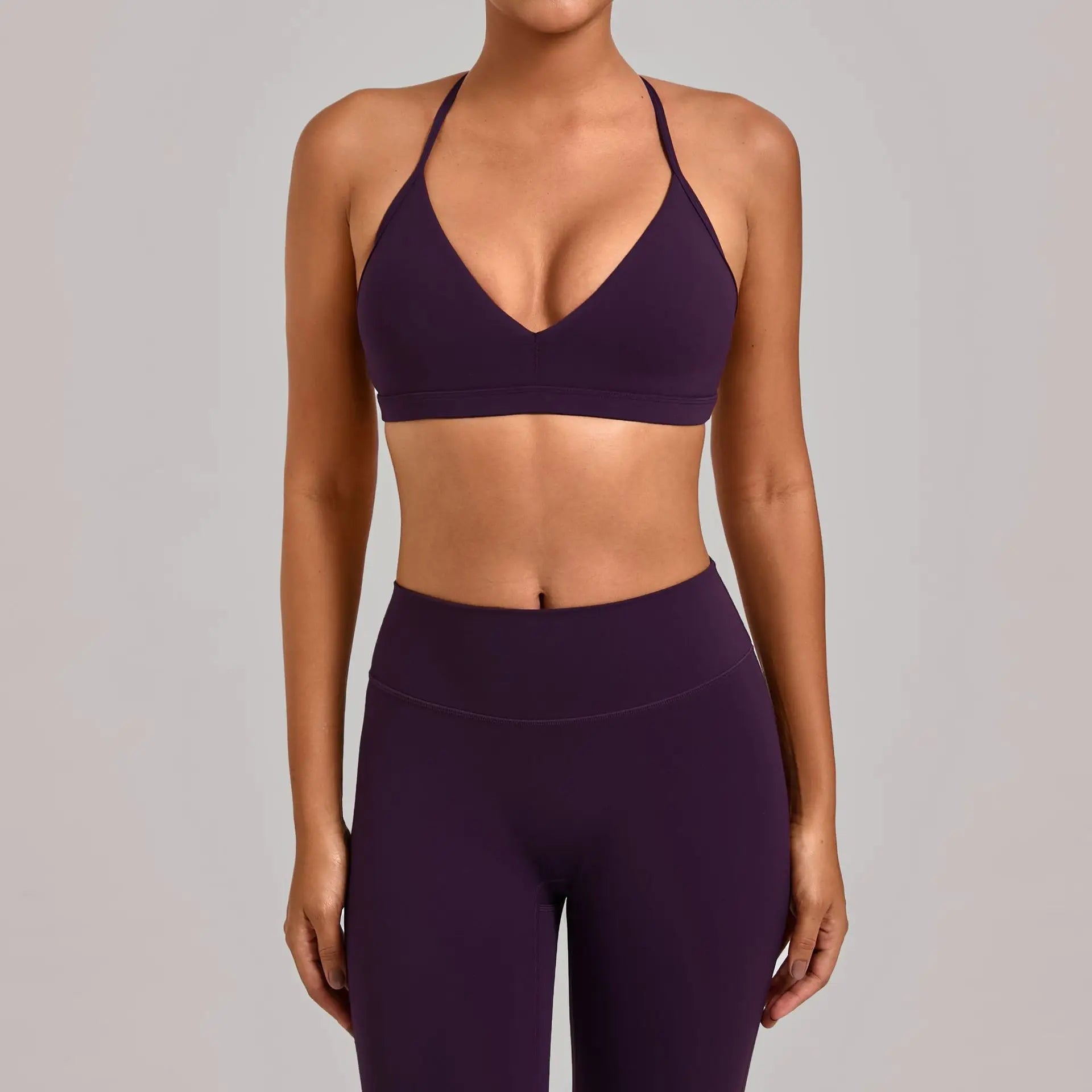 VEQKING Easy Lift Women Sports Bras Ultra Minimal Yoga Crop Tops V Neck Gym Fitness Bras Adjustable Straps Padded Workout Tops - ATFH