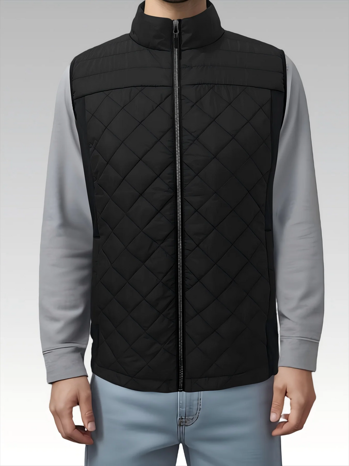 Mens Vest Tops Sleeveless Quilted Outerwear Jackets Stand Collar Zip up Lightweight Vests Spring Fall Winter Outfits