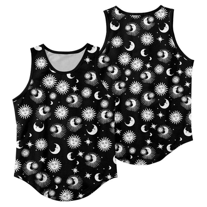 Summer Workout Black Print Sleeveless Beach Undershirt Vest Men Tank Top Gym Stringer Singlets Fitness Clothing