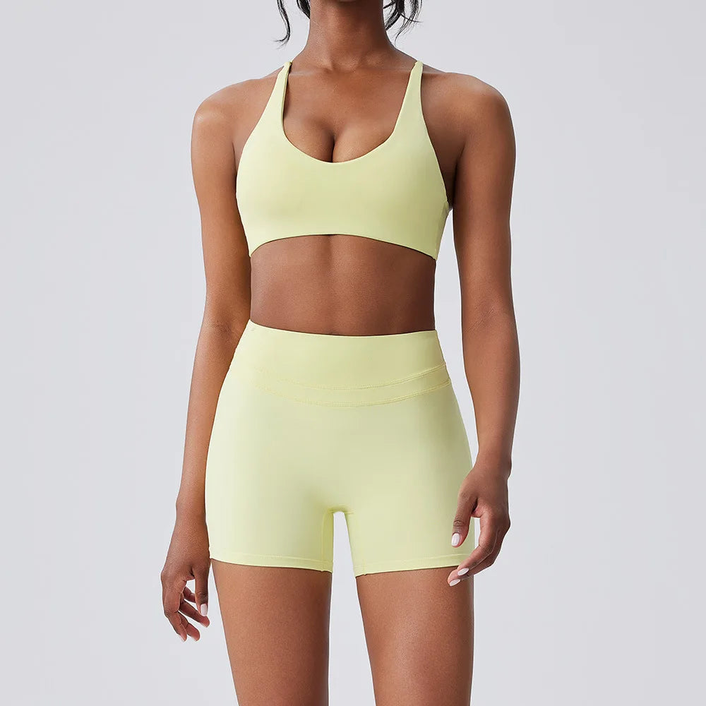 BIANHUI Women's Two Pieces Set Women Bra Shorts High Waist Quick Dry Running Fitness Sports Women's Tracksuit Female Clothing - ATFH