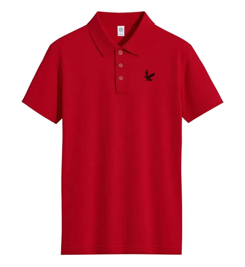 Men's fashionable high-end collar short sleeved T-shirt breathable polo shirt summer business trend T-shirt top