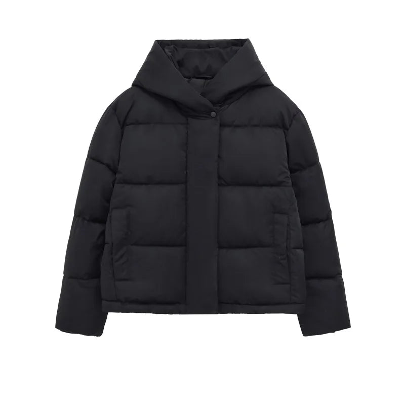ETJ 2025 women's winter new short hooded waterproof and windproof thick jacket fashion quilted warm jacket ATFH