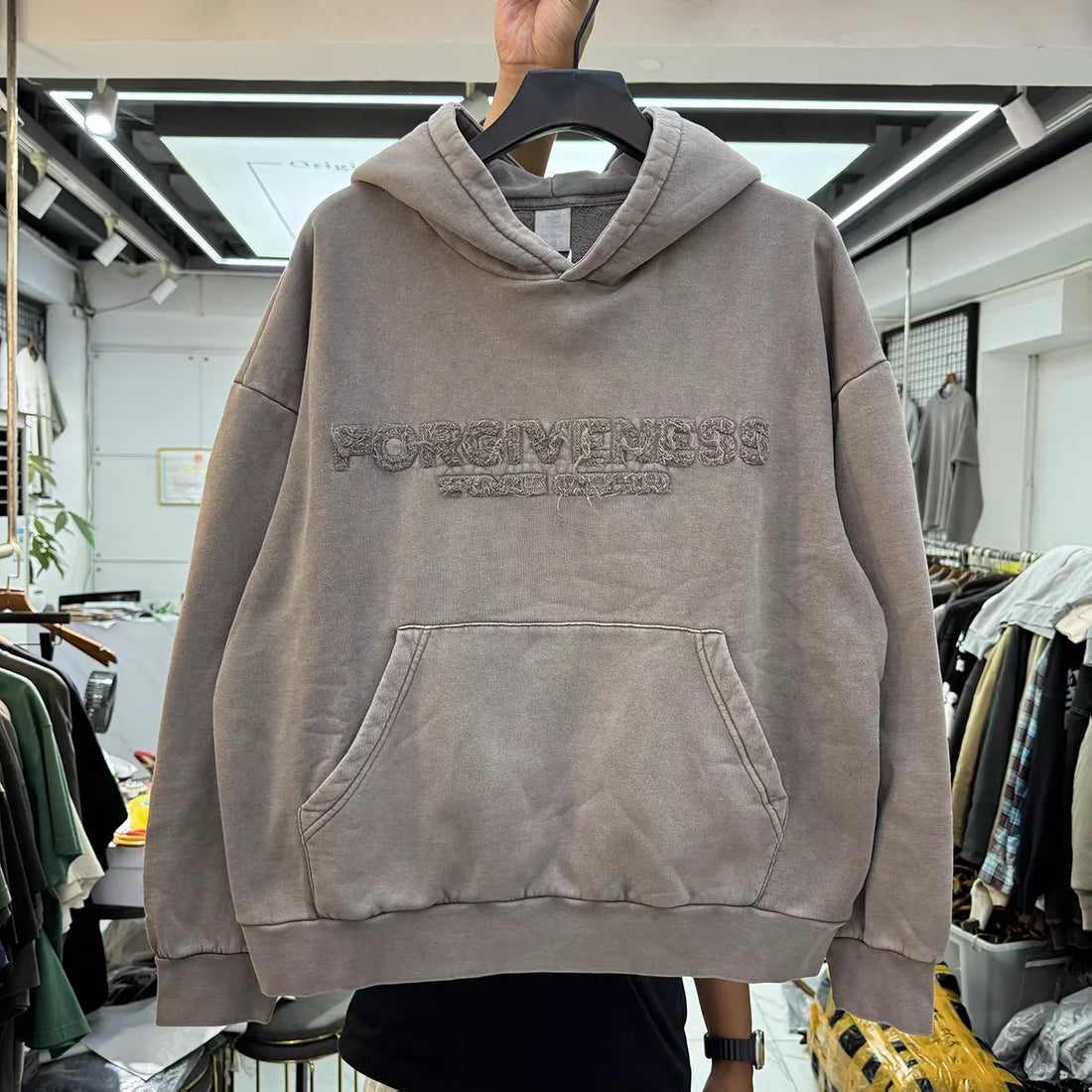 Washed Embroidered Patched Alphabet Hoodie Men Women Best Quality Hooded Pullover - ATFH