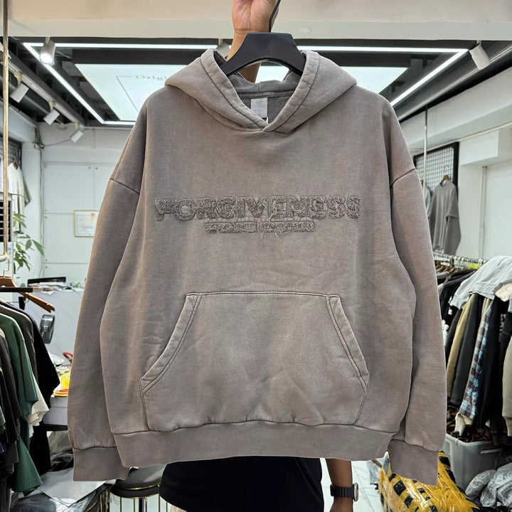 Washed Embroidered Patched Alphabet Hoodie Men Women Best Quality Hooded Pullover - ATFH