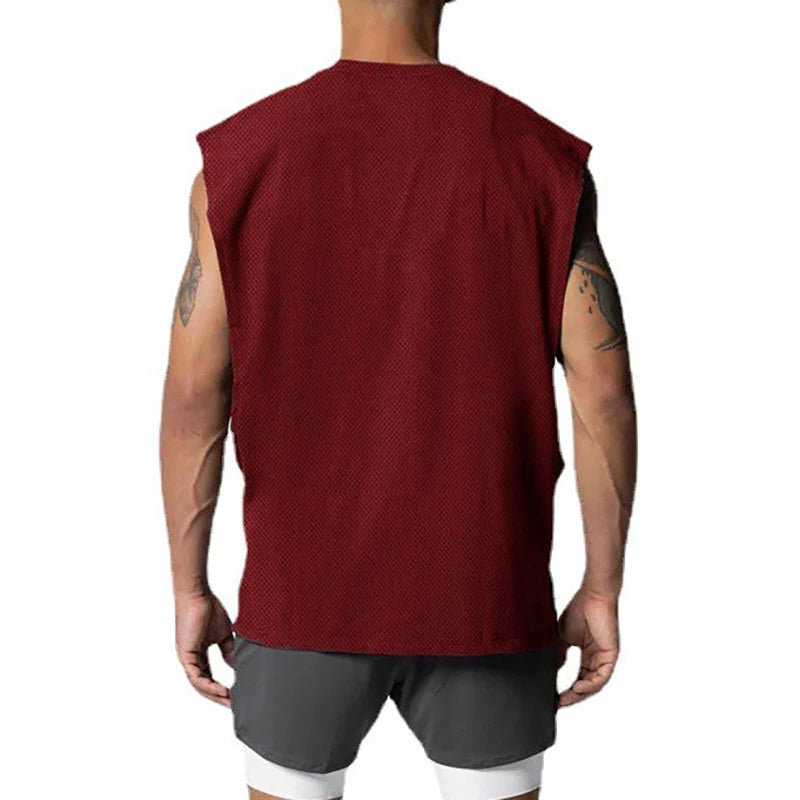 Oversized Mens Tank Top Gym Stringer Vest Fitness Clothing Mesh Quick Dry Bodybuilding Cut Off Sports Sleeveless Undershirt