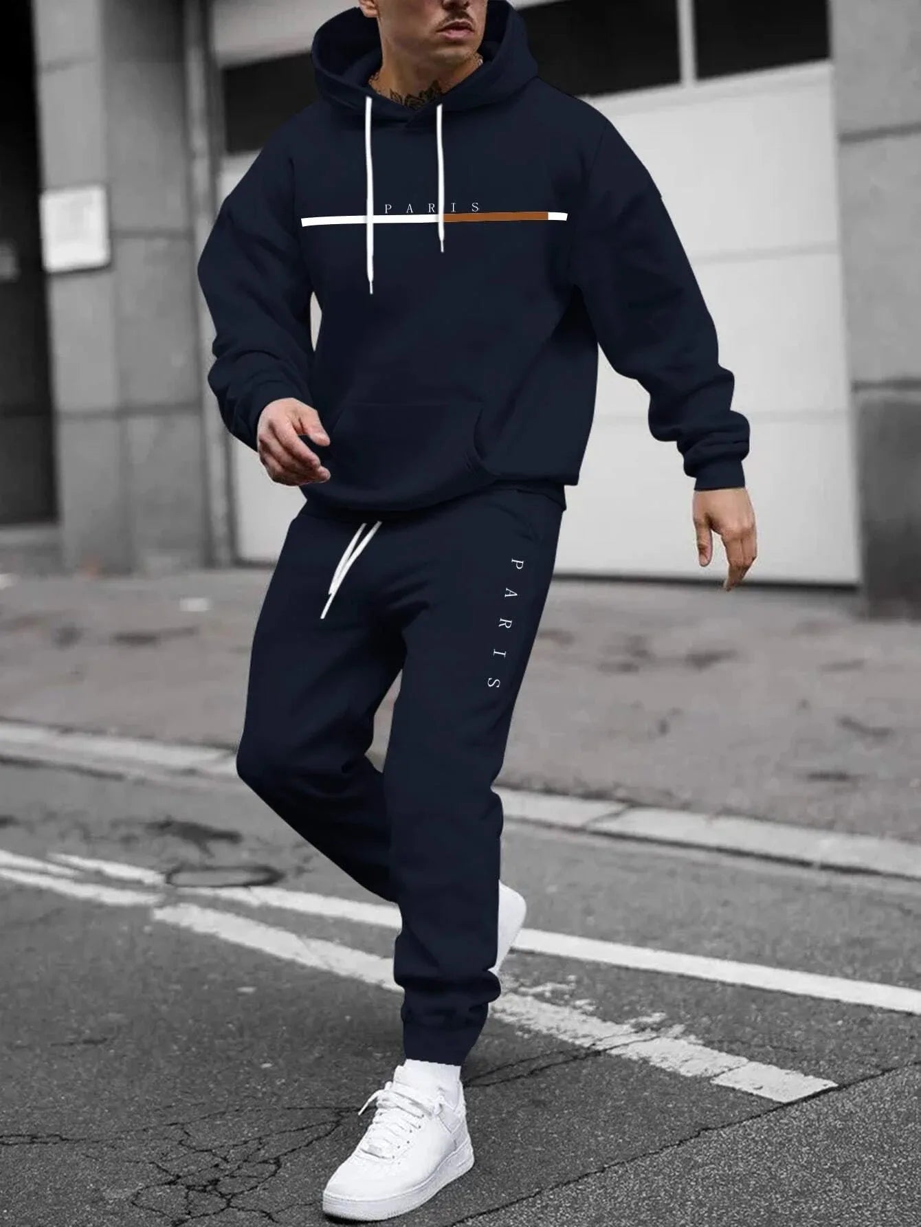 2026 Spring and autumn two-piece men's drawstring women's sports set hooded set quality comfortable casual pullover fashion - ATFH